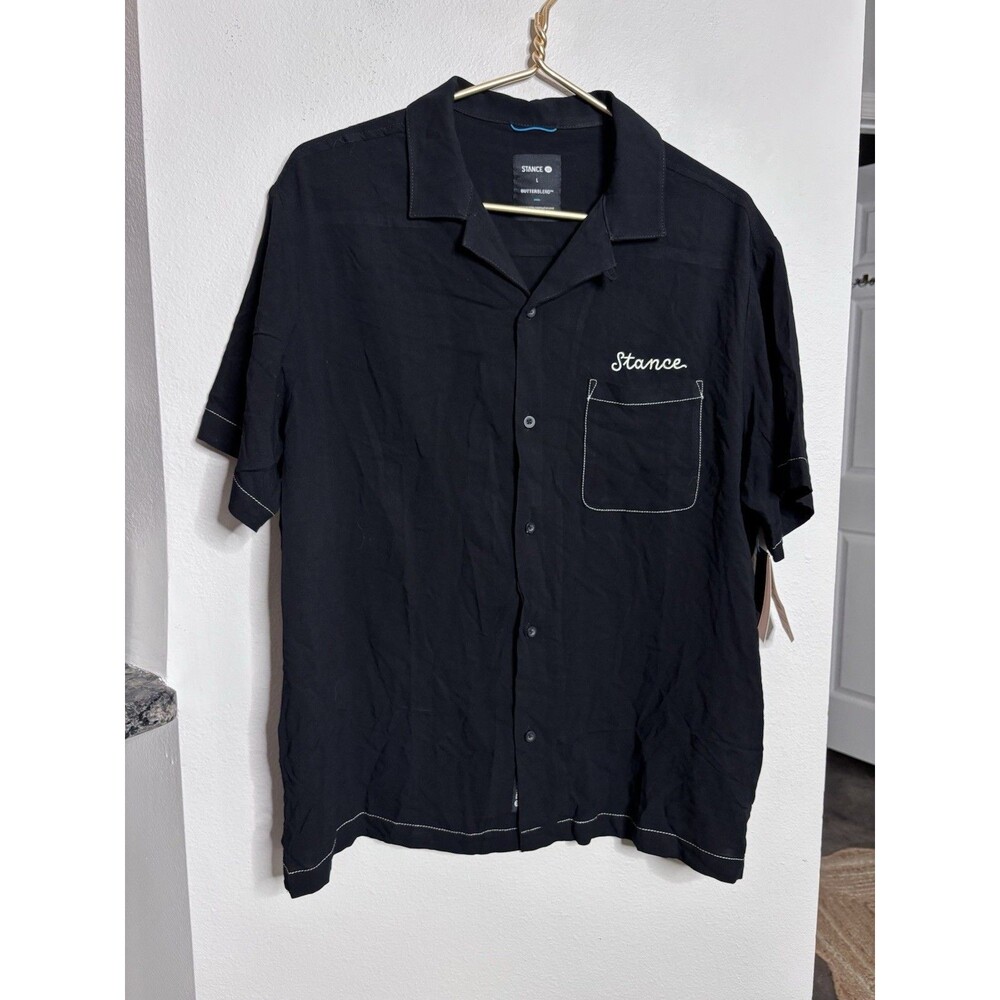 Stance Yoto Short Sleeve Camp Button Up Men’s Size Lrg Butter Blend Black